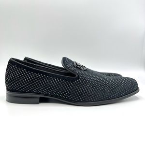 Stacy Adams Mens Size 9.5 Swagger Black Studded Slip On Loafers Shoes‎